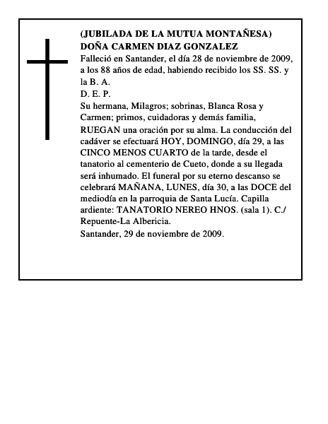 DOÑA CARMEN DIAZ GONZALEZ