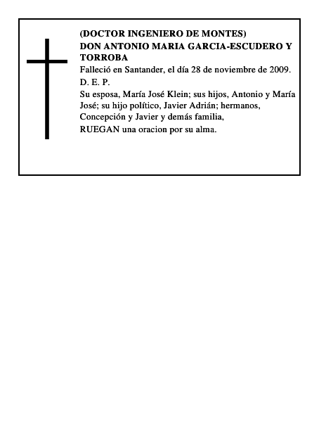 DON ANTONIO MARIA GARCIA-ESCUDERO Y TORROBA