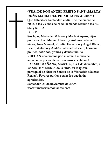 DOÑA MARIA DEL PILAR TAPIA ALONSO