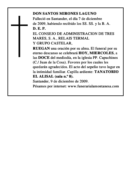 DON SANTOS MIRONES LAGUNO