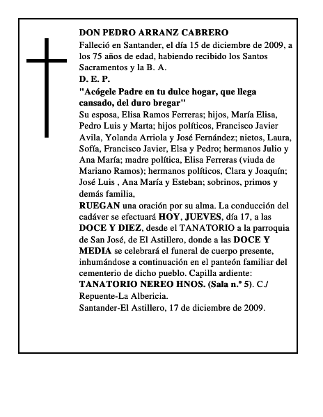 DON PEDRO ARRANZ CABRERO
