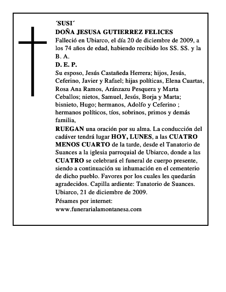 DOÑA JESUSA GUTIERREZ FELICES