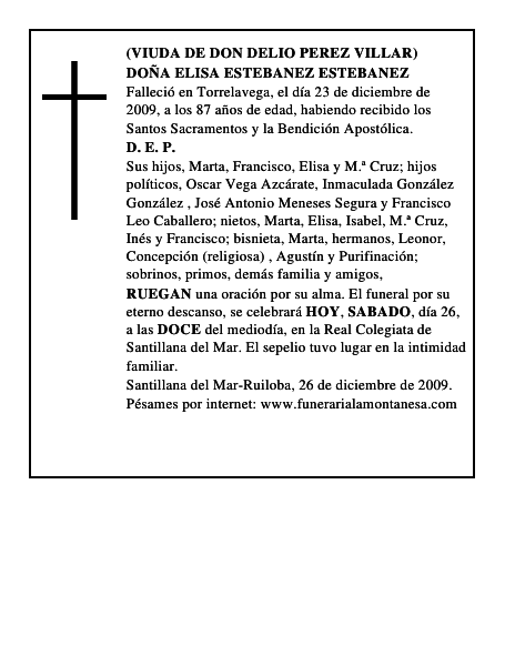 DOÑA ELISA ESTEBANEZ ESTEBANEZ