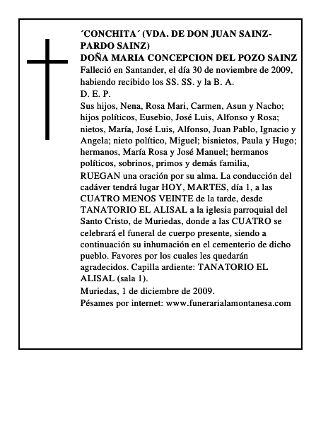 DOÑA MARIA CONCEPCION DEL POZO SAINZ