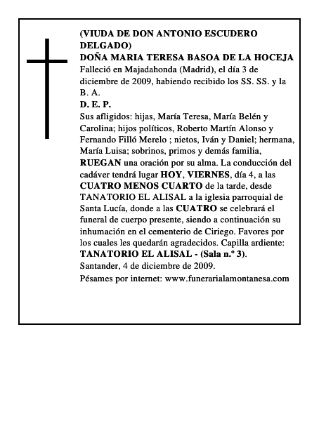 DOÑA MARIA TERESA BASOA DE LA HOCEJA