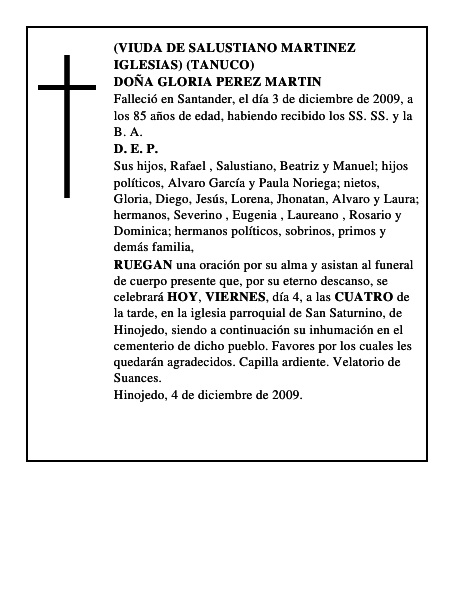 DOÑA GLORIA PEREZ MARTIN