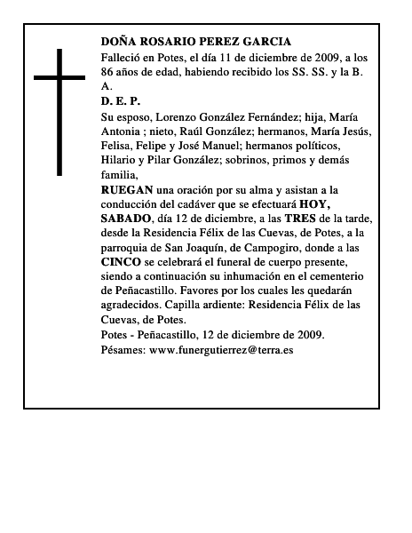 DOÑA ROSARIO PEREZ GARCIA