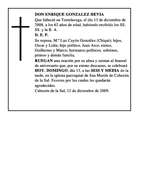 DON ENRIQUE GONZALEZ HEVIA