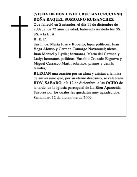 DOÑA RAQUEL SOMOANO RUISANCHEZ
