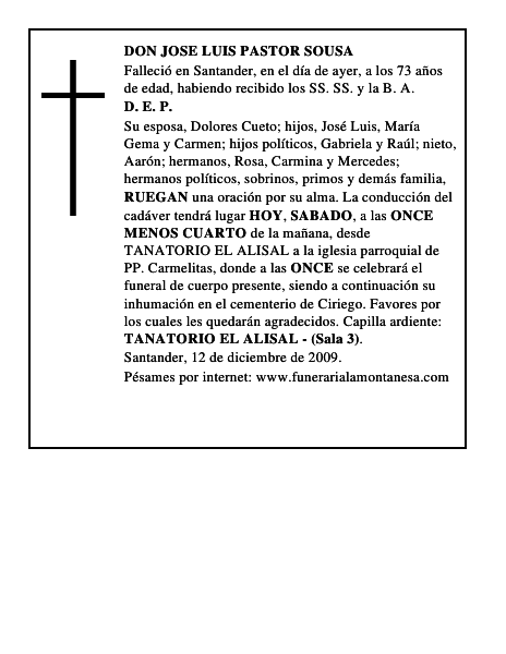 DON JOSE LUIS PASTOR SOUSA