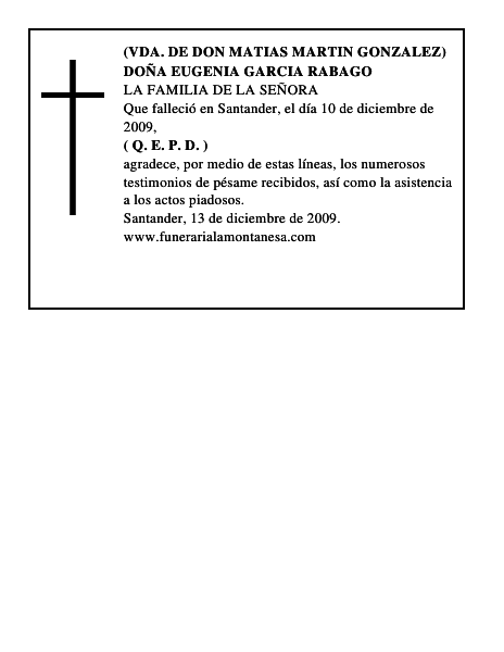 DOÑA EUGENIA GARCIA RABAGO