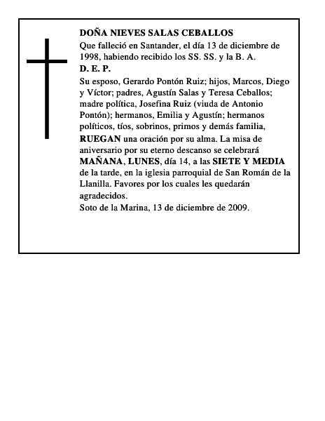 DOÑA NIEVES SALAS CEBALLOS