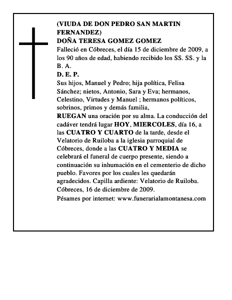 DOÑA TERESA GOMEZ GOMEZ