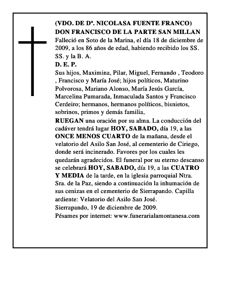 DON FRANCISCO DE LA PARTE SAN MILLAN