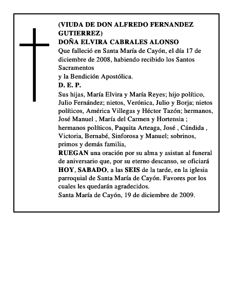 DOÑA ELVIRA CABRALES ALONSO