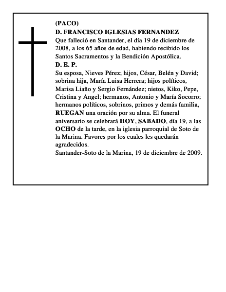 D. FRANCISCO IGLESIAS FERNANDEZ