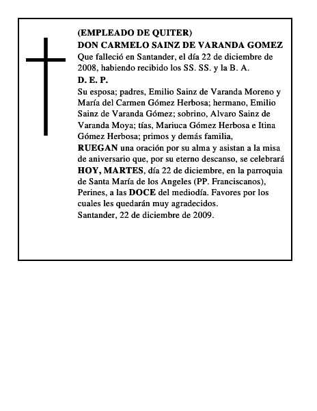 DON CARMELO SAINZ DE VARANDA GOMEZ