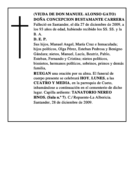 DOÑA CONCEPCION BUSTAMANTE CARRERA