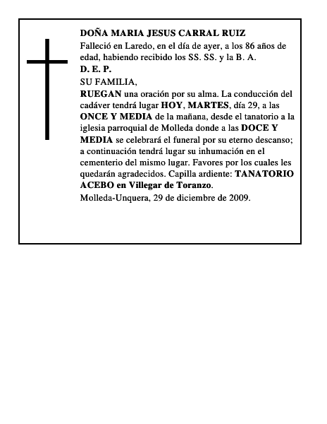 DOÑA MARIA JESUS CARRAL RUIZ