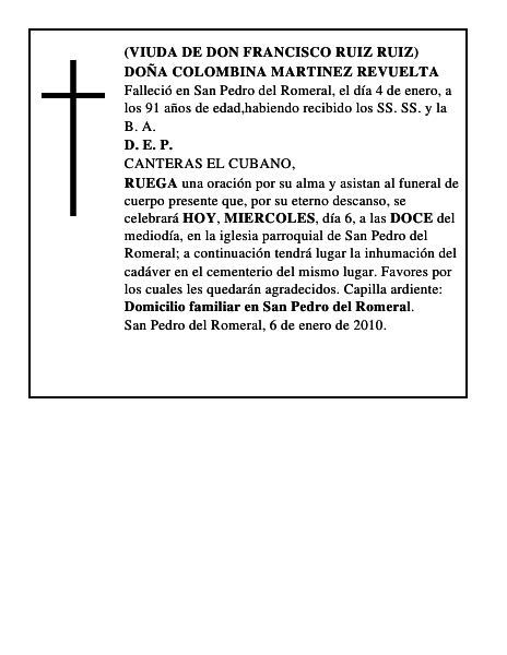 DOÑA COLOMBINA MARTINEZ REVUELTA