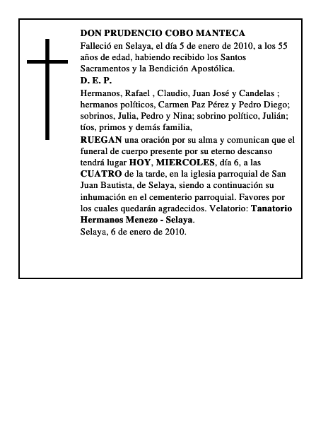 DON PRUDENCIO COBO MANTECA