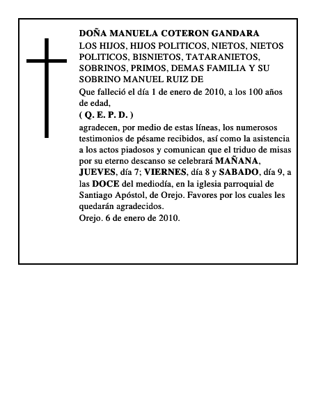 DOÑA MANUELA COTERON GANDARA