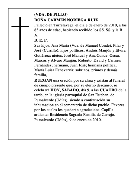 DOÑA CARMEN NORIEGA RUIZ