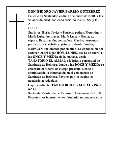 DON ISIDORO JAVIER BARRIO GUTIERREZ