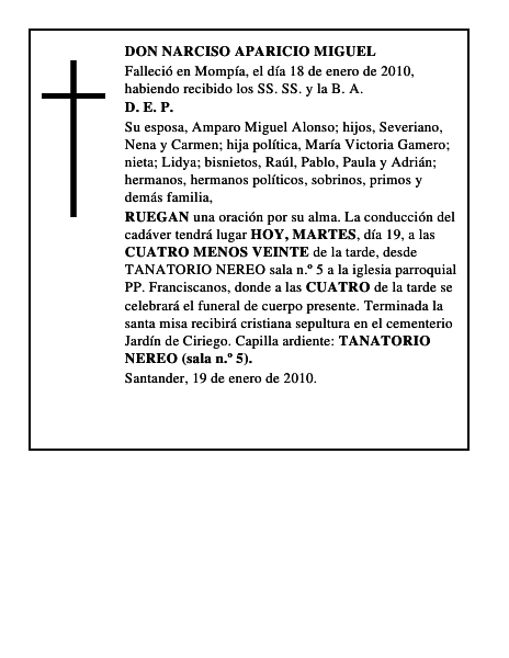 DON NARCISO APARICIO MIGUEL