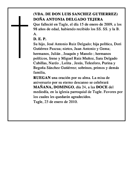 DOÑA ANTONIA DELGADO TEJERA