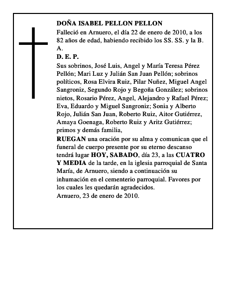 DOÑA ISABEL PELLON PELLON