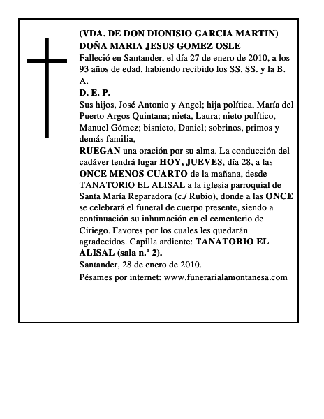 DOÑA MARIA JESUS GOMEZ OSLE