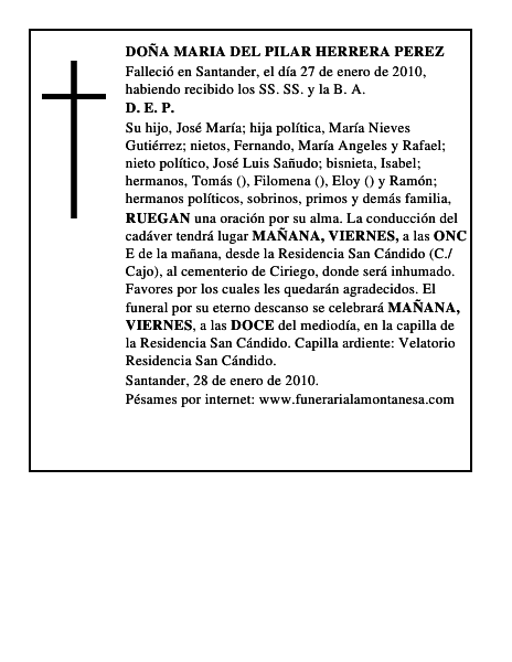 DOÑA MARIA DEL PILAR HERRERA PEREZ
