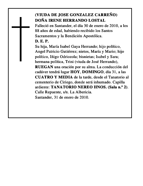 DOÑA IRENE HERRANDO LOSTAL