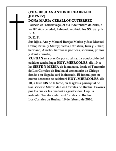 DOÑA MARIA CEBALLOS GUTIERREZ
