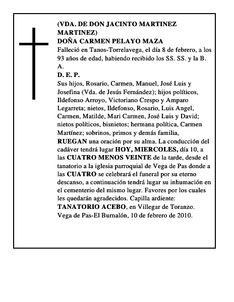 DOÑA CARMEN PELAYO MAZA