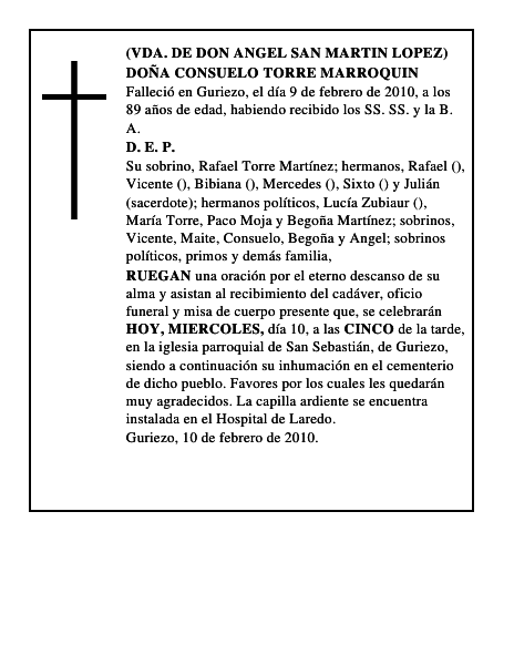 DOÑA CONSUELO TORRE MARROQUIN