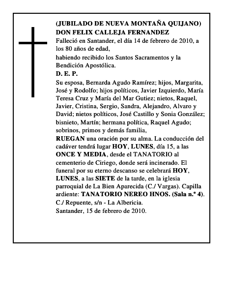 DON FELIX CALLEJA FERNANDEZ