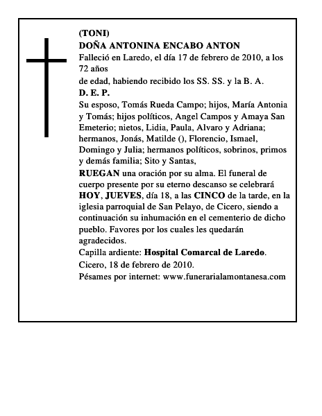 DOÑA ANTONINA ENCABO ANTON