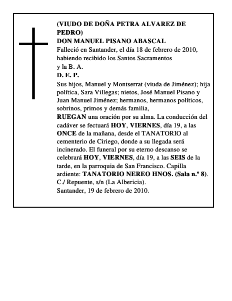 DON MANUEL PISANO ABASCAL