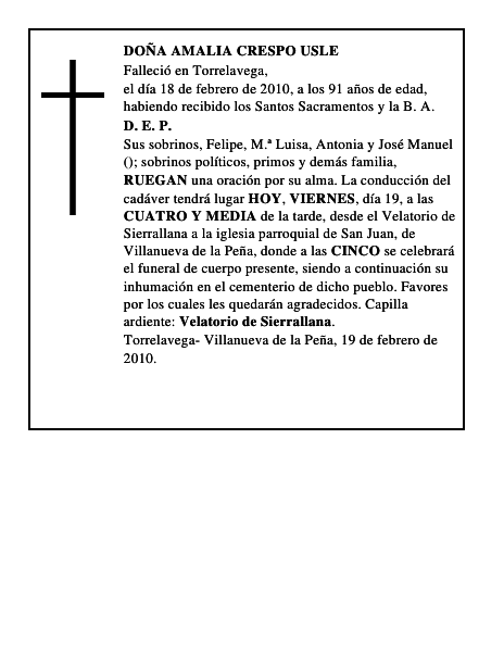 DOÑA AMALIA CRESPO USLE