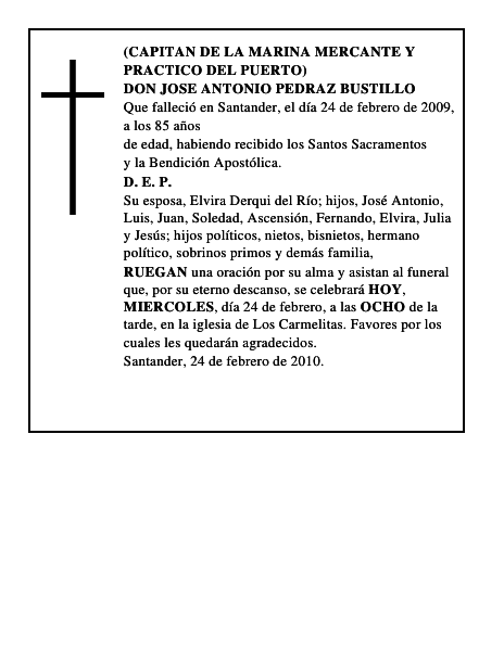 DON JOSE ANTONIO PEDRAZ BUSTILLO