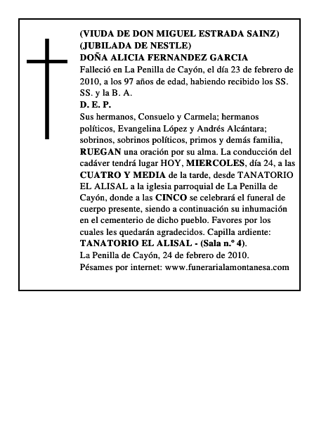 DOÑA ALICIA FERNANDEZ GARCIA