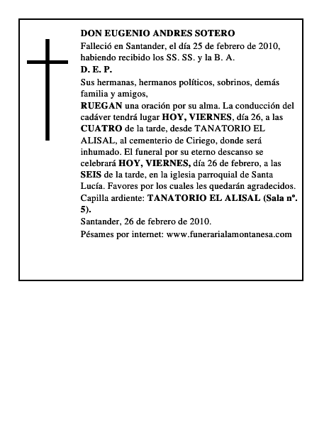 DON EUGENIO ANDRES SOTERO