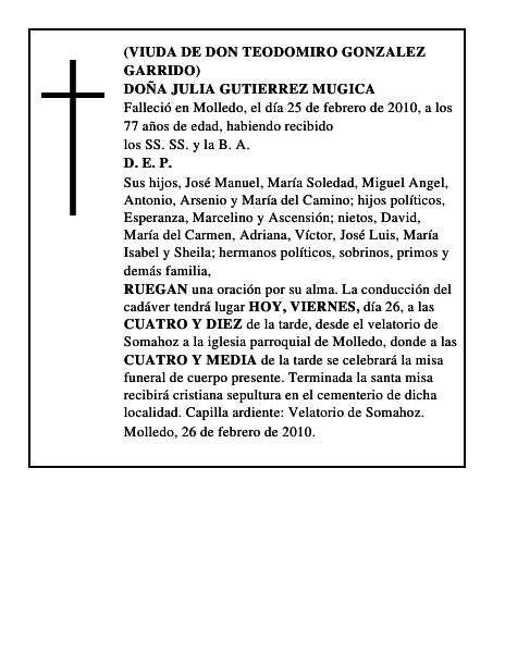 DOÑA JULIA GUTIERREZ MUGICA