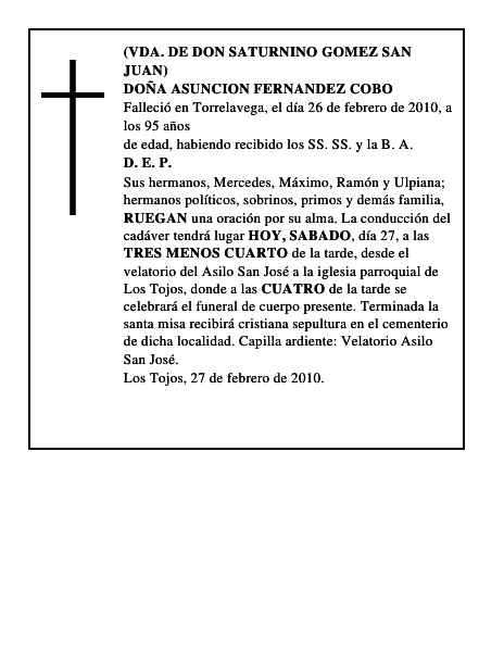 DOÑA ASUNCION FERNANDEZ COBO