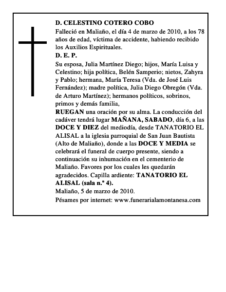 D. CELESTINO COTERO COBO
