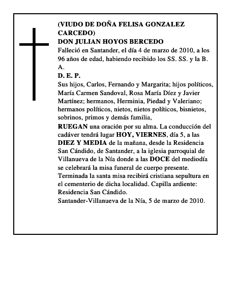 DON JULIAN HOYOS BERCEDO