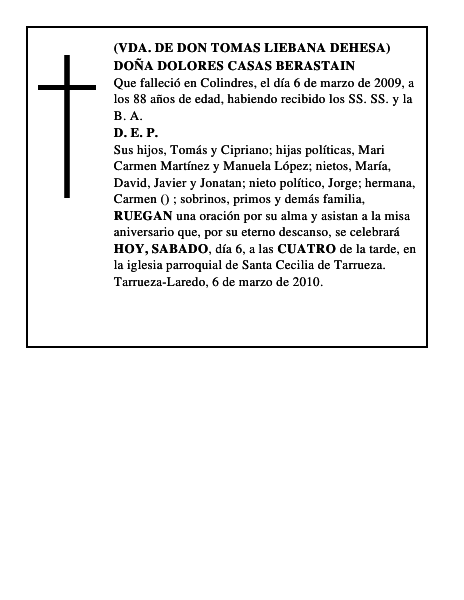DOÑA DOLORES CASAS BERASTAIN