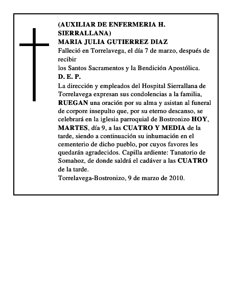 MARIA JULIA GUTIERREZ DIAZ